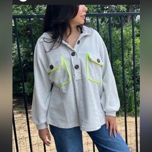 BUCKETLIST Gray Sweater with Neon Accents